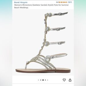 Amazon Silver Embellished Gladiator Sandals